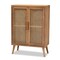 Baxton Studio Alina Oak Finished Wood and Rattan 2-Door Accent Storage Cabinet 162-10554 - alternate 1